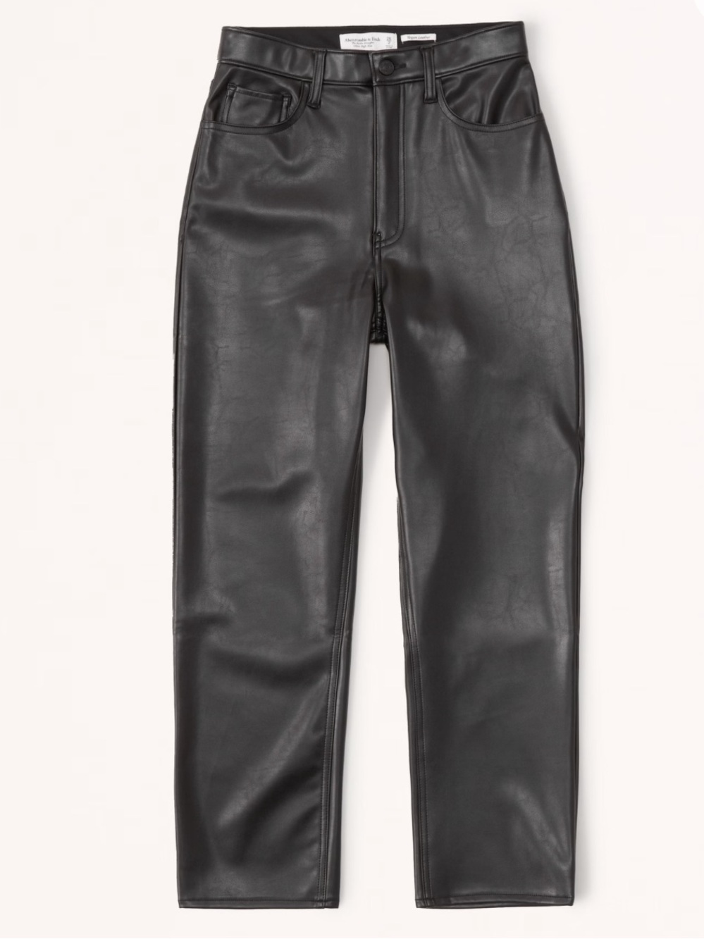 Abercrombie & Fitch Vegan Leather Ankle Straight Ultra High Rise Pant 12 Long